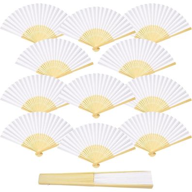 ZOOI 12er Pack Handfächer Hochzeit Deko Weiß Gastgeschenk Sommer DIY