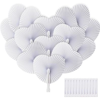 24er Pack Handfächer Hochzeit Weiß Papierfächer Deko Party Fecher