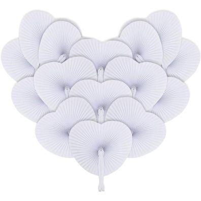60 Weiße Handfächer Herzform Hochzeit Gastgeschenk Vintage