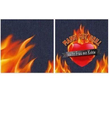 LaVida Servietten für Dich 20 Stück Mann mit Grill sucht Frau mit Kohle