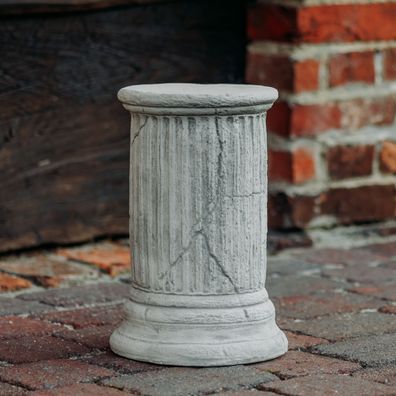 Antikes Rundes Säulenpodest mit Kanneluren, 36 cm Höhe, 25 kg, Grau, Steinguss