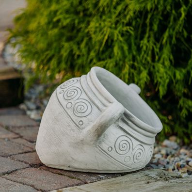 Dekorative Garten-Amphore mit Spiralrelief, 30 cm Höhe, 45 cm Breite, Frostsicher