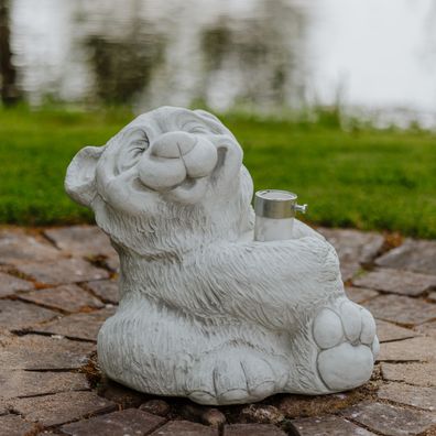 Dekorativer Bären-Schirmständer, 42x40x42 cm, Steinguss, 62 kg, Grau