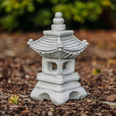 Japanische Garten-Steinlaterne, Yukimi, 31 cm Höhe, 16 cm Breite, 6 kg, Grau