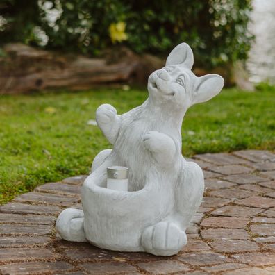 Känguru Schirmständer aus Steinguss, 59 cm Hoch, 66 kg, Grau, für Schirme bis Ø 5 cm