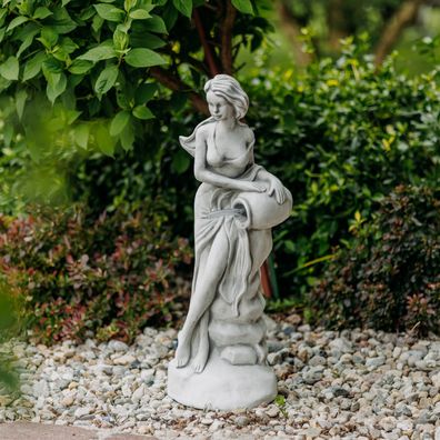 Statue Venus optional mit Wasserlauf, Steinfigur, H. 69 cm, 19 kg, Grau, frostsicher