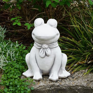 Trever - der lustige Frosch, Steinfigur, H. 31 cm, 10 kg, Grau, frostsicher