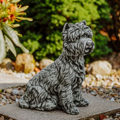 Westi West Highland White Terrier Gartenfigur aus Steinguss, 45 cm, frostsicher