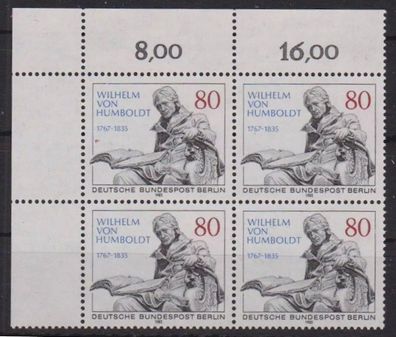 Berlin 1985 postfrisch 4er Block Ecke oben links MiNr. 731 W. Frh. von Humboldt