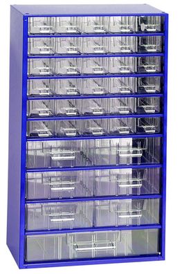 Kleinteilemagazin METALL blau 30 + 6 + 1 Schubladen Werkstattqualität + 37 Trennstege