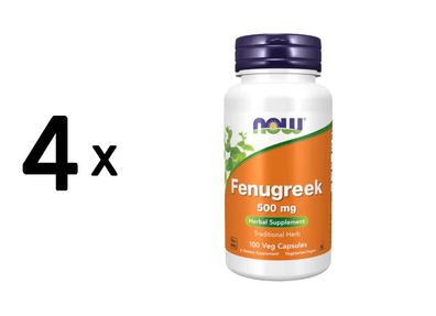 4 x Now Foods Fenugreek 500 mg (100 vcaps) Unflavoured