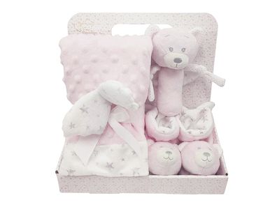 Babydecke+Schuhe Bär rosa