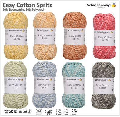 50g Schachenmayr Easy Cotton Spritz - Baumwolle mit Polyacryl in vielen Varianten