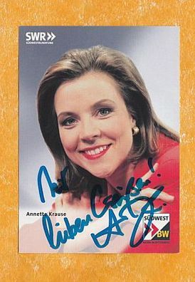 Annette Krause (deutsche Moderatorin beim SWR) - signierte Autogrammkarte
