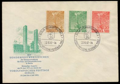 BERLIN 1952 Nr 88-90 BRIEF FDC X6E2CEA