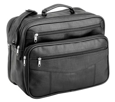 Arbeitstasche in zeitlosem Schwarz für den Berufsalltag, querformat, mehrere Fächer,