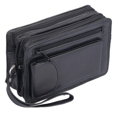 schwarze Herrengelenktasche Leder, 2 Hauptfächer