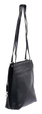 Handtasche-Rucksack-Kombination Leder, schwarz, 2 Henkel Shopper