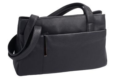 Handtasche Leder weich, schwarz