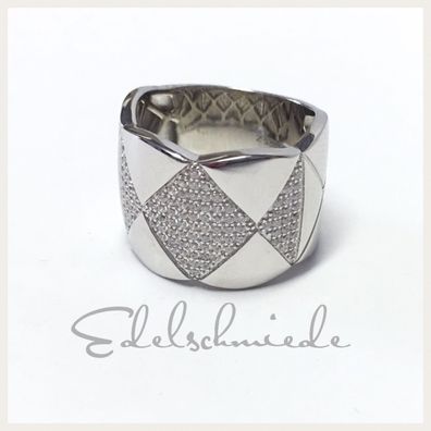 Edelschmiede925 edler, breiter Ring 925 Silber rhod mit Zirkonia Ringgröße 54