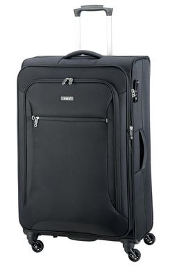 schwarzer 78cm XXL Trolley mit Dehnfalte 100 Liter für Flugreisen 4 Rollen