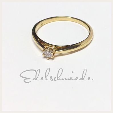 Edelschmiede925 Gelbgoldring 750/- mit Brillant 0,09 ct w/si Ringgröße 54