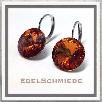 Edelschmiede925 Ohrhänger (Stift = Titan) Swarovski Kristall 12 mm