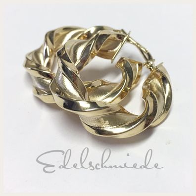 Edelschmiede925 gekordelte Creolen in 375/- GG 30 mm