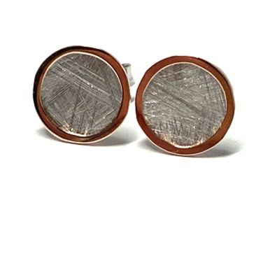 Ohrring 925 Silber bicolor rosé eismatt leicht Form Kreis Ohrstecker