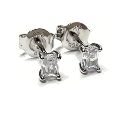 Ohrstecker Silber 925 rhodiniert Zirkionia Klassiker Solitär rechteck