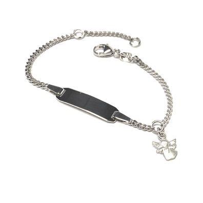 Armband Ident Kinder 925/- Sterling Silber rhodiniert "Schutzengel" Motiv 12 und 14 c