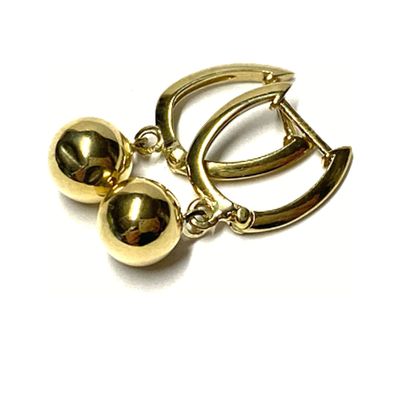 Ohrring 333/- Gelbgold Kugel Glanz beweglich Scharniercreole einfarbig