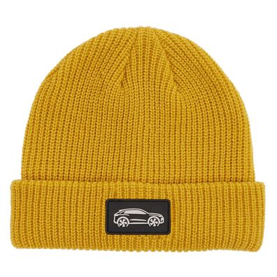 Original VW Mütze T-Roc Strickmütze Beanie Flaglabel Silhouette gelb 2GV084303655