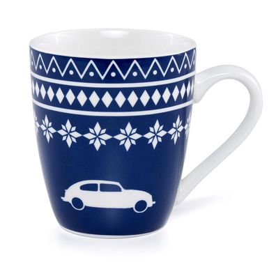 Original VW Becher Winter Henkelbecher Tasse 370ml Porzellan blau/weiß 3B2069601
