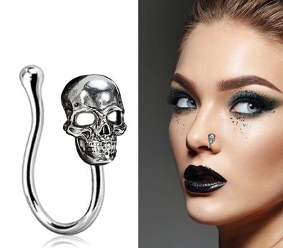 Piercing Attrappe Totenkopf silber