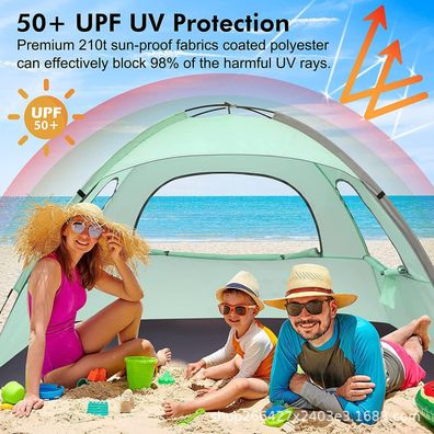 Strandzelt Camping Zelt Sonnenschutz UV Outdoor Pop-Up 2-4 Personen 210x115x140cm