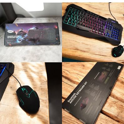 Hochwertig Gaming Set Tastatur Maus RGB Beleuchtung USB 3200 DPI PC Laptop Büro