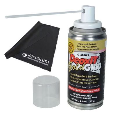 Caig DeoxIT Kontaktreiniger G100PS-2 Gold Spray für Metall-Kontakte mit Mikrofasertuc