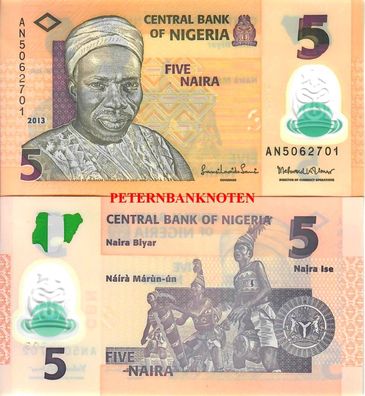 Nigeria 5 Naira Unc. P38D 2013 polymer 630#