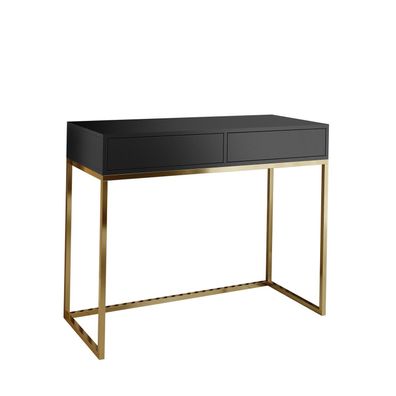 BETTSO Moderner schwarzer Schminktisch CUBIC 80 im Loft-Stil auf goldenen Gestell