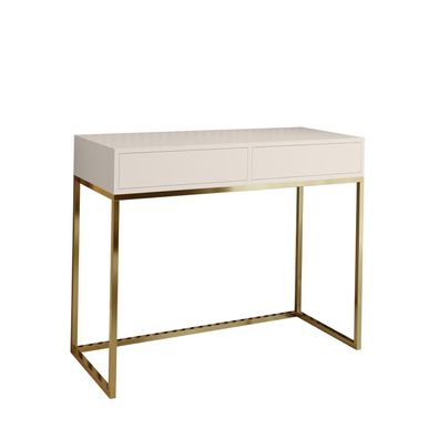 BETTSO Moderner Schminktisch CUBIC 80 aus Kaschmir auf einem goldenen Gestell