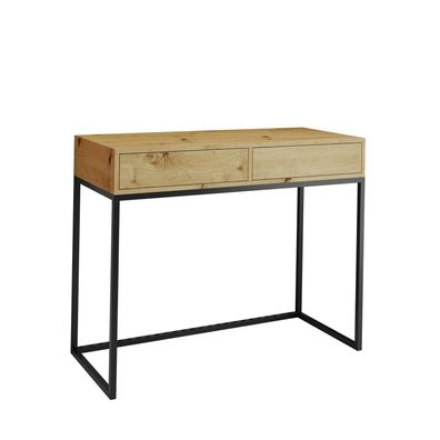 BETTSO Industrieller Frisiertisch CUBIC 80 Eiche wotan auf schwarzem Gestell