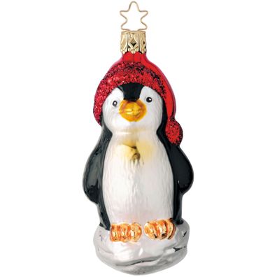 Christbaumschmuck Pinguin mit Weihnachtsmütze Glas 11.5cm, 1 Stück