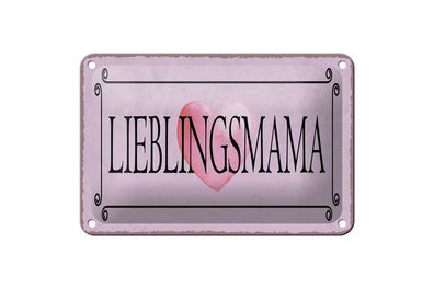 Blechschild Lieblingsmama Herz, 5 verschied Größen, Blechschilder Spruch Liebe