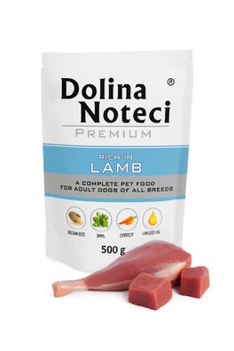 Nassfutter für Hunde Dolina Noteci Premium reich an Lamm 500 g Beutel