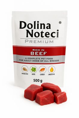 Nassfutter für Hunde Dolina Noteci Premium reich an Rind 500 g Beutel