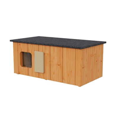 QLS Katzenhaus aus Holz 86x47x37cm mit Vorraum Isoliert Outdoor Teak 11362