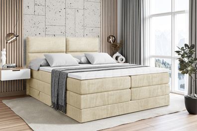 Boxspringbett mit Matratze, Topper, Polsterbett mit Bettkasten BOXI3 KING