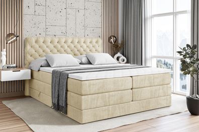 Boxspringbett mit Matratze, Topper, Polsterbett mit Bettkasten BOXI8 KING