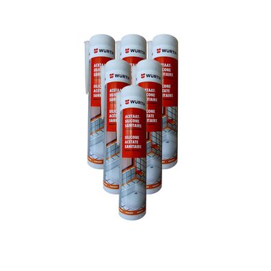 6x WUERTH ACETAT-SILIKON Nasszelle 0.31 LTR Dichtstoff Fliesen Abdichtung Fugen